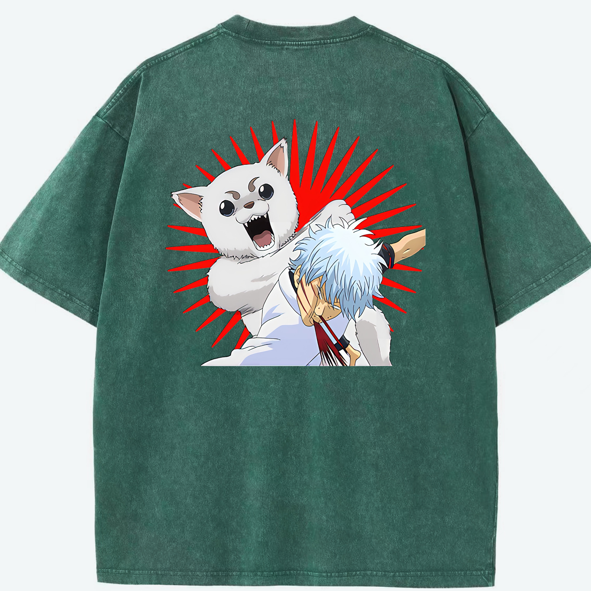 （画像用） ぎんたま 坂田銀時（さかたぎんとき） 神楽 志村新八（しむら しんぱち） GINTAMA Sakata Gintoki Kagura Shimura Shinpachi 綿100% ヴィンテージ風 半袖Tシャツ（背面プリント）